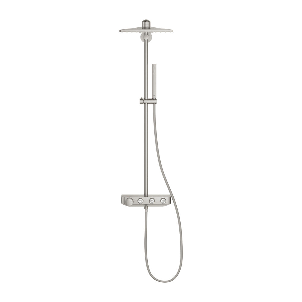 Grohe Euphoria SmartControl 310 Cube Duo Thermostatic Shower Column in Brushed Supersteel