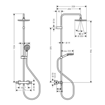 Hansgrohe Vernis Blend 200 Thermostatic Shower Column with 2 Functions