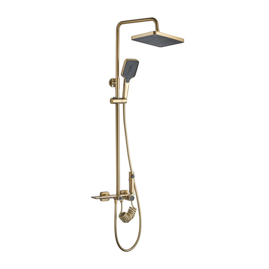 Rea Helix Thermostatic Shower Column in Brushed Gold with Hand Shower