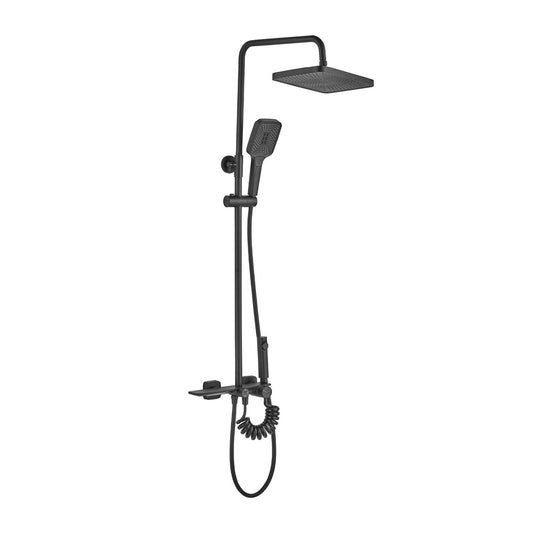 Rea Helix Thermostatic Shower Column in Matte Black with Hand Shower
