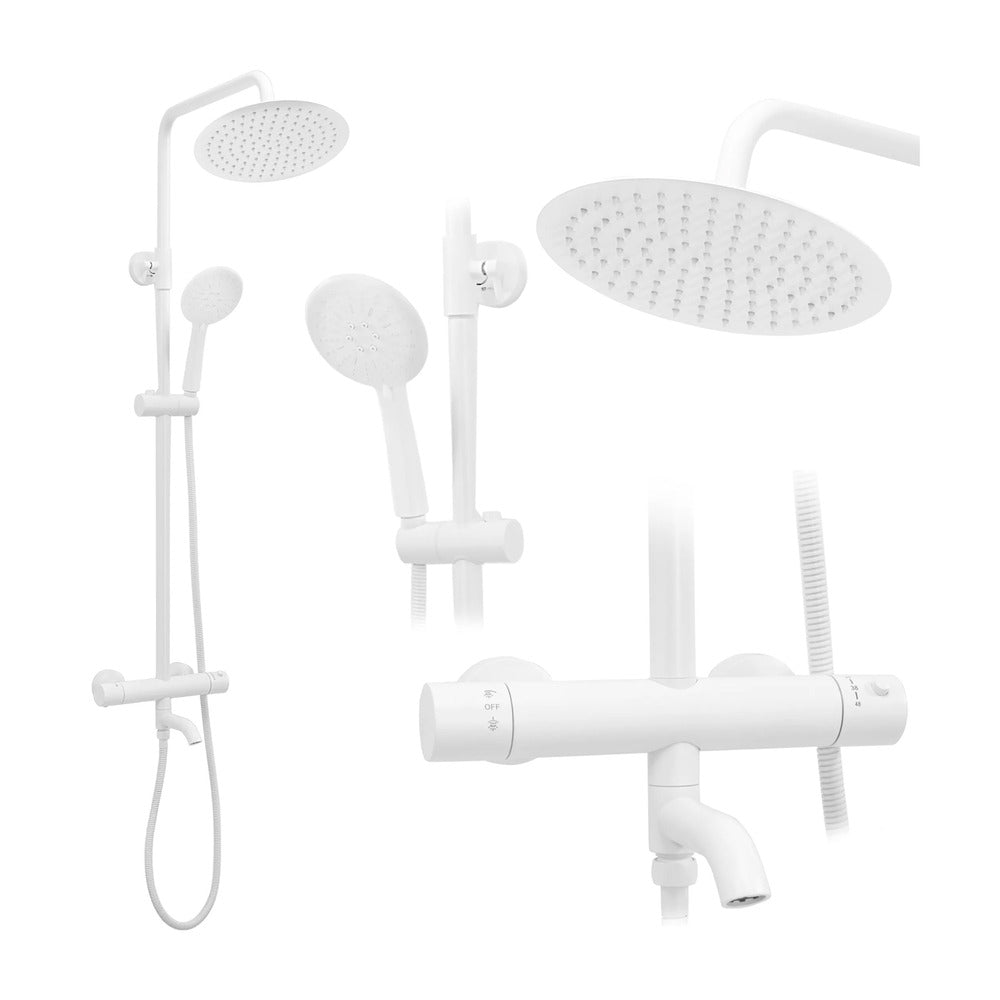 Rea Lungo Thermostatic Shower Column in Matte White