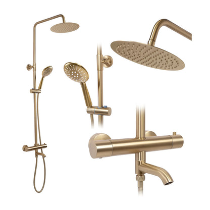 Rea Lungo Thermostatic Shower Column in Brushed Gold