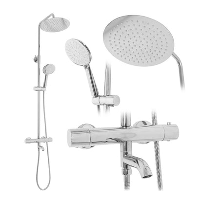 Rea Lungo Thermostatic Shower Column in Glossy Chrome