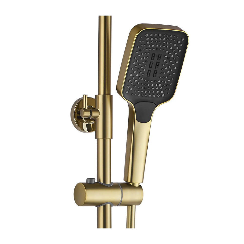 Rea Rob Thermostatic Shower Column in Brushed Gold with Hand Shower