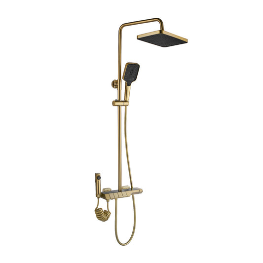 Rea Rob Thermostatic Shower Column in Brushed Gold with Hand Shower