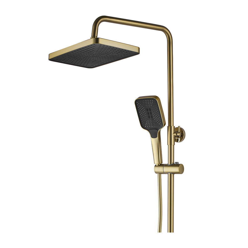 Rea Rob Thermostatic Shower Column in Brushed Gold with Hand Shower