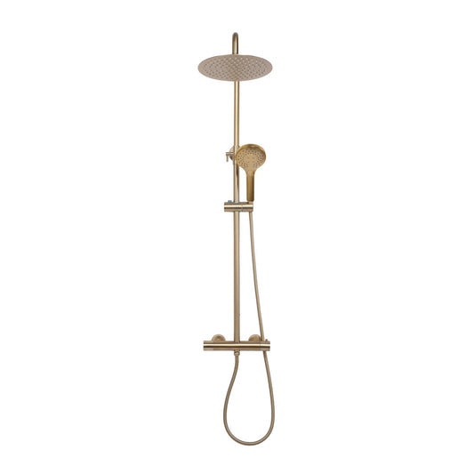 Rea Vincent Thermostatic Shower Column with 1 Function Shower Head Brushed Gold Finish