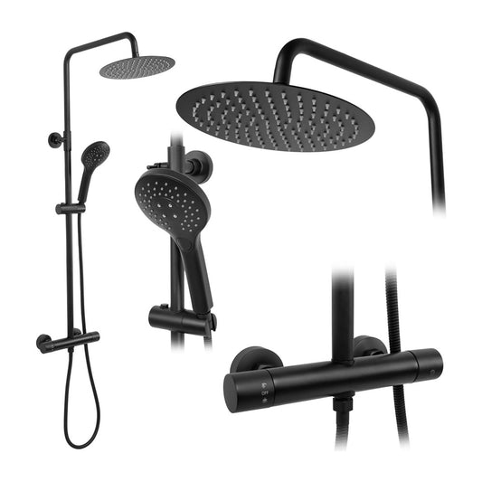 Rea Vincent Thermostatic Shower Column with 1 Function Shower Head Matte Black Finish