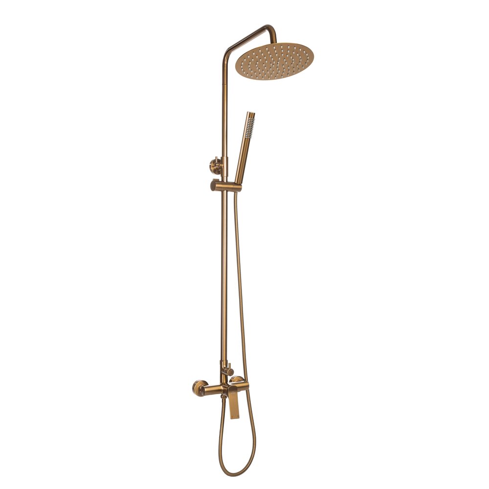 Invena Neri Brushed Copper Shower Column with Single Lever Mixer