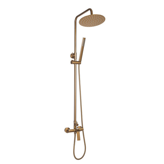 Invena Neri Brushed Copper Shower Column with Single Lever Mixer