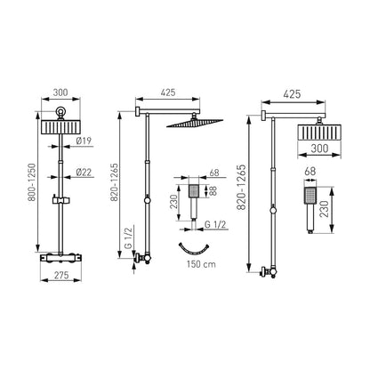 Shower Column with Thermostatic Faucet FDesign Anima Square
