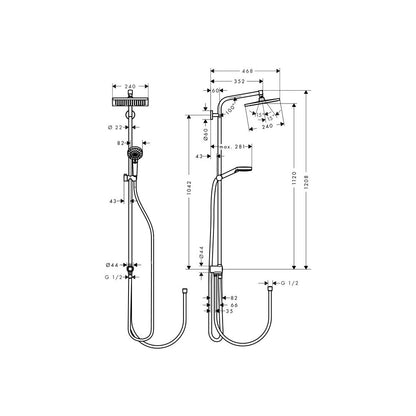 Душ колона Hansgrohe Crometta E240 Reno EcoSmart без батерия