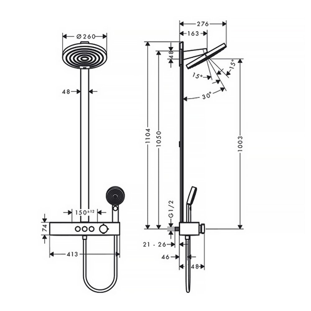 Hansgrohe Pulsify S 260 Matte White Shower Column with ShowerTablet Select 400