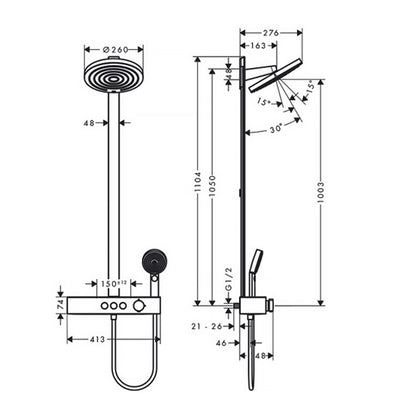 Hansgrohe Pulsify S 260 Chrome Shower Column with ShowerTablet Select 400
