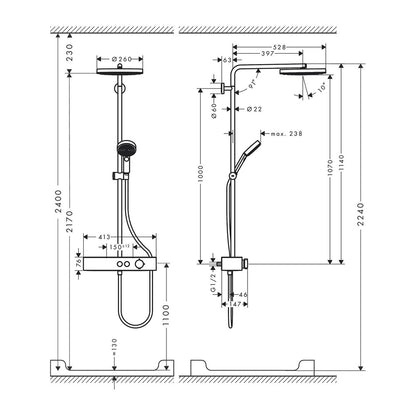 Колона за душ с термостатен смесител Hansgrohe Pulsify Select S 260 ShowerTablet Select 400