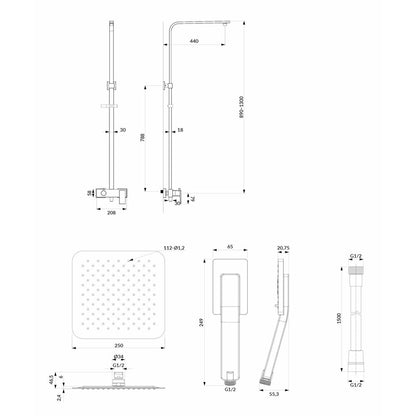 Shower Column with Dual Control Battery Omnires Baretti