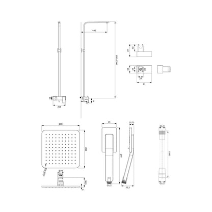 Omnires Parma Matte Black Shower Column with Dual Control