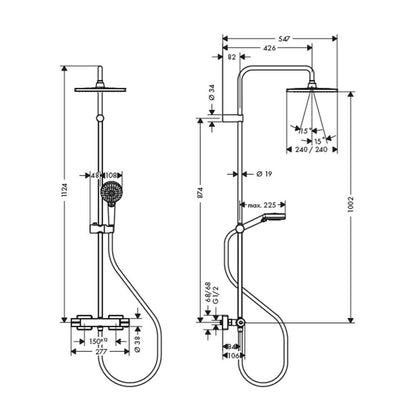 Hansgrohe Vernis Shape 240 Matte Black Thermostatic Shower Column