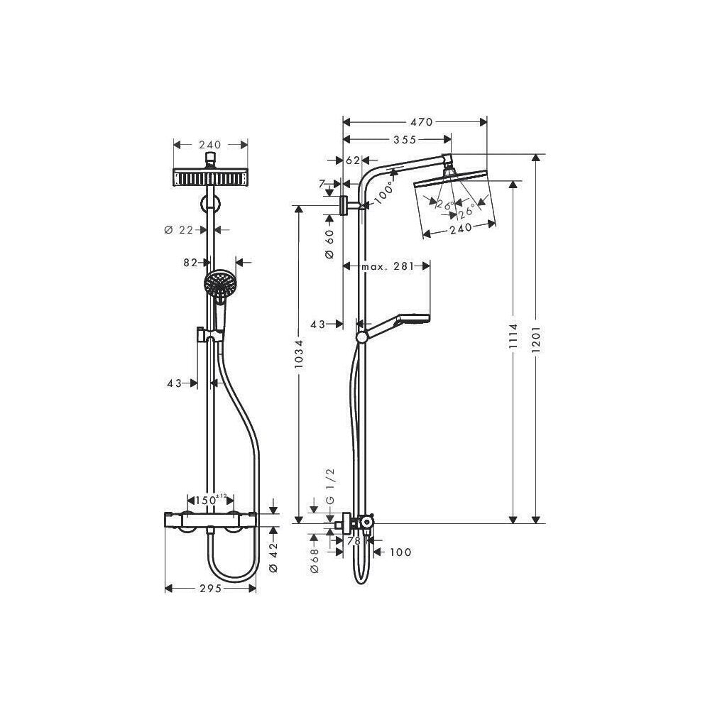 Hansgrohe Crometta E240 Thermostatic Shower Column