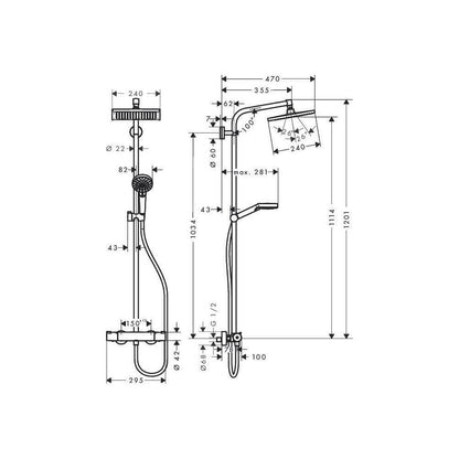 Hansgrohe Crometta E240 Thermostatic Shower Column