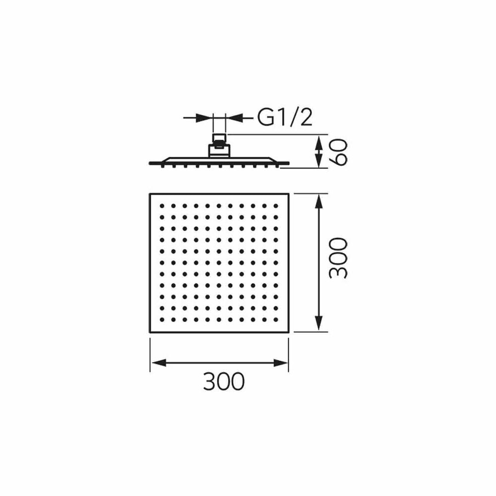 Ferro Slim Shower Head 300x300 mm Matte Black