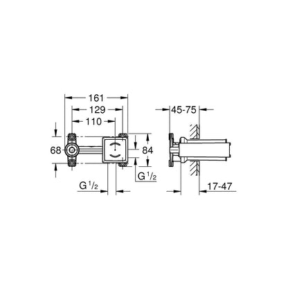 Grohe Built-in Body for 2-Hole Basin Taps