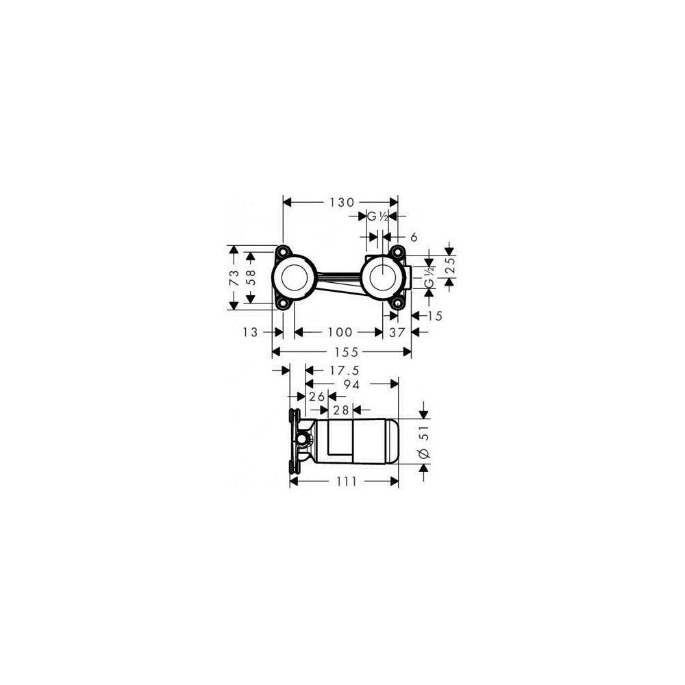 Built-in Body for Wall-Mounted Washbasin Mixer Hansgrohe