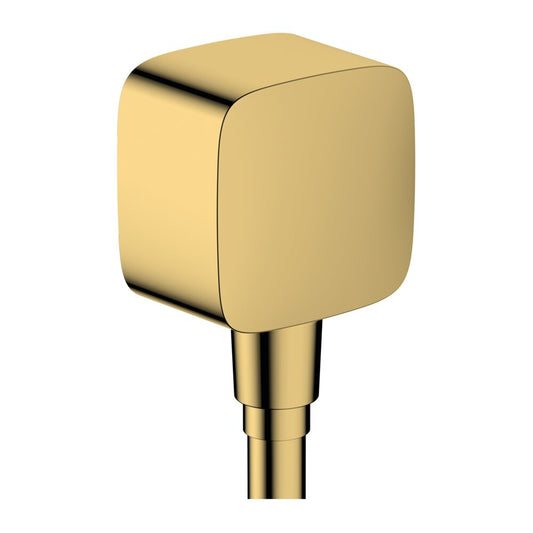 Hansgrohe FixFit Shower Connector Elbow with Backflow Valve in Glossy Gold