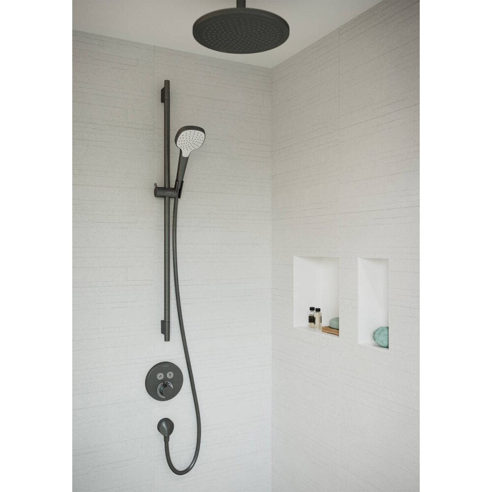Hansgrohe FixFit E Shower Connector Elbow in Black - Brushed Chrome
