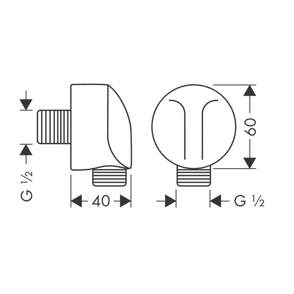 Hansgrohe FixFit E Shower Connector Elbow in Black - Brushed Chrome