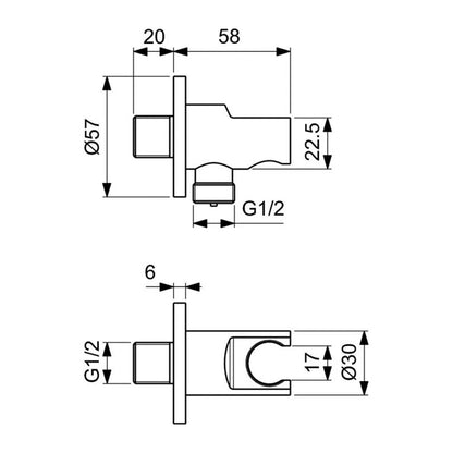 Ъглово парче за душ с опора Ideal Standard Multisuite хром гланц