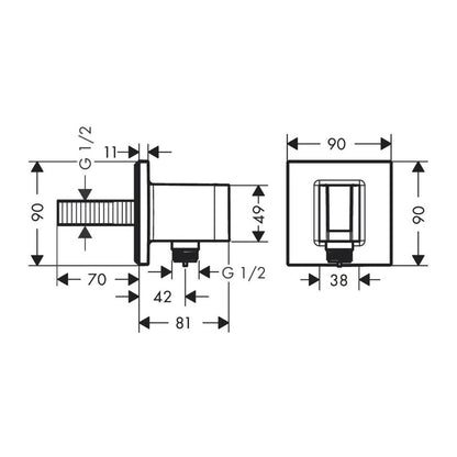 Shower Connector with Support for Hansgrohe Fixfit E Brushed Bronze