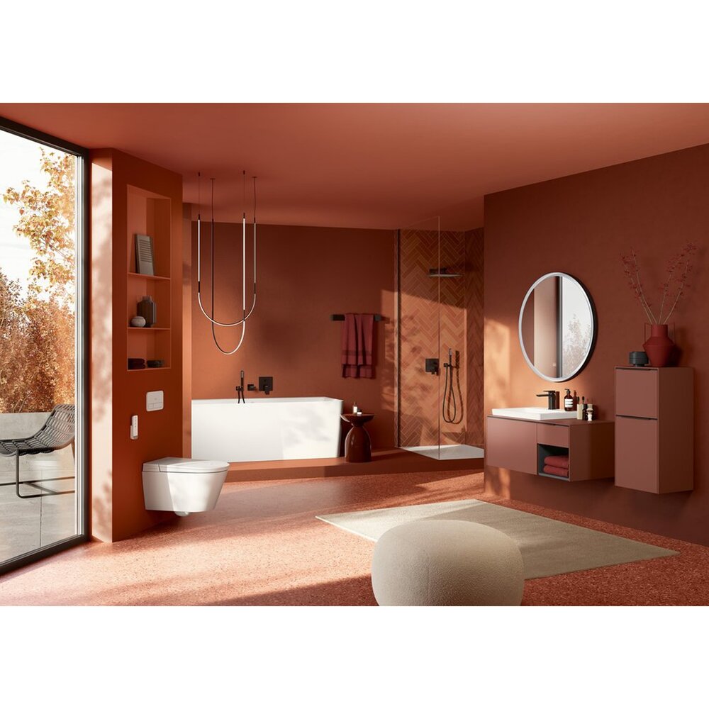 Ъгъл за изход за душ Villeroy&Boch Universal квадратен с черен матов държач