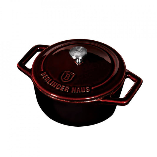 Тенджера с капак 10 см от емайлиран чугун Burgundy Metallic Line Berlinger Haus BH 6495