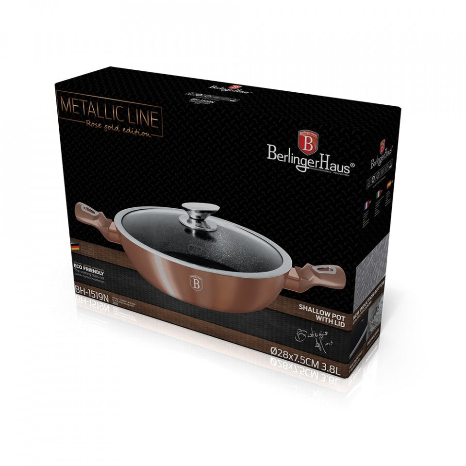 Тенджера с капак 28 см Rose Gold (Медна) Metallic Line Berlinger Haus BH 1519N