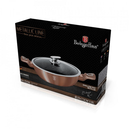Тенджера с капак 28 см Rose Gold (Медна) Metallic Line Berlinger Haus BH 1519N