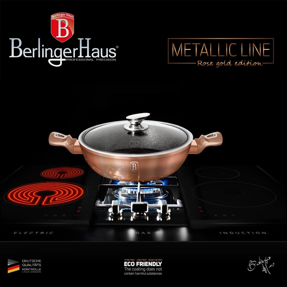 Тенджера с капак 28 см Rose Gold (Медна) Metallic Line Berlinger Haus BH 1519N
