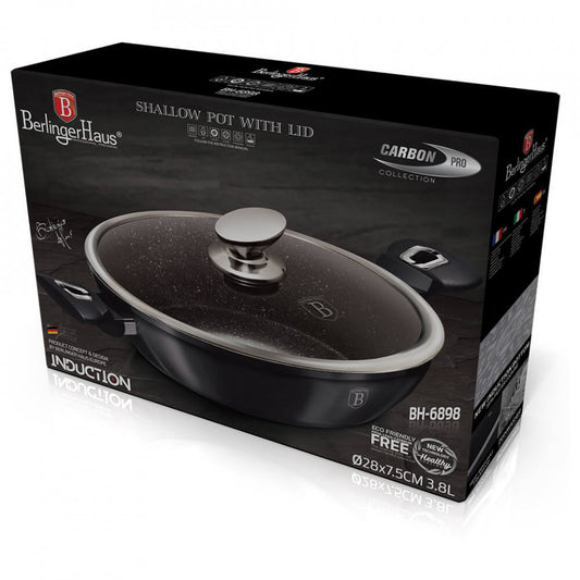 Ниска тенджера с капак Metallic Line Carbon Pro Edition BerlingerHaus BH 6899