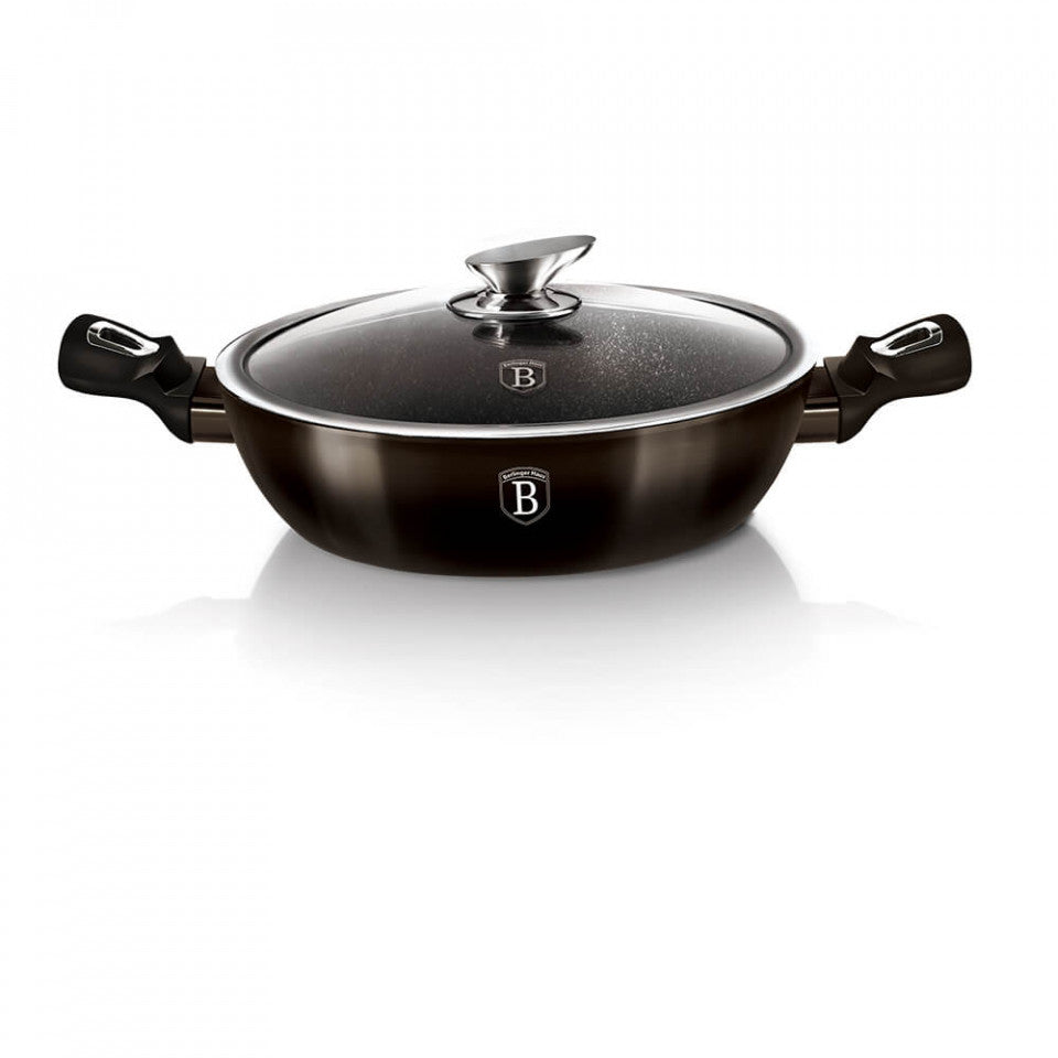 Ниска тенджера с капак Metallic Line Shiny Black Edition BerlingerHaus BH 6609