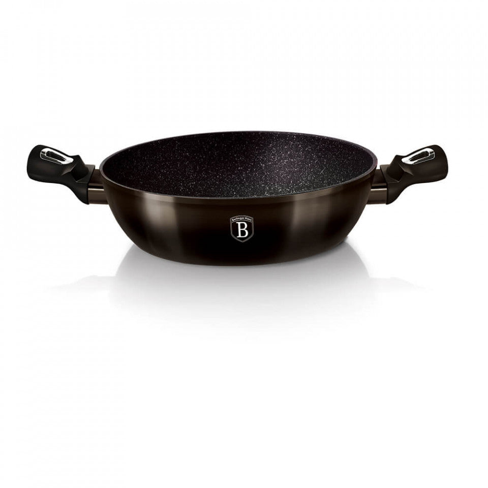 Ниска тенджера с капак Metallic Line Shiny Black Edition BerlingerHaus BH 6609