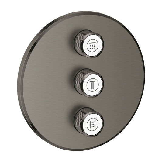 Grohe Grohtherm SmartControl Concealed Shower Valve in Hard Graphite for 3 Outlets