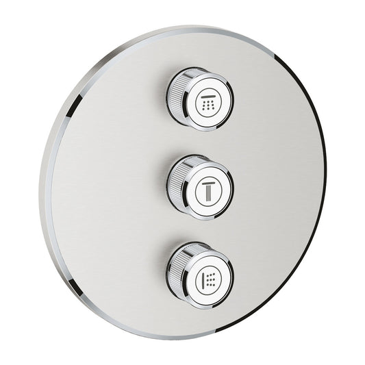 Grohe Grohtherm SmartControl Concealed Shower Valve in Supersteel Finish for 3 Outlets