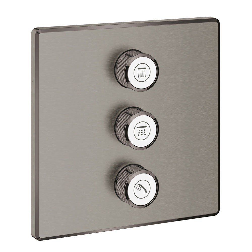 Grohe Grohtherm SmartControl Concealed Shower Valve for 3 Outlets in Hard Graphite