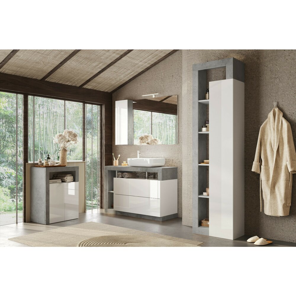 Банен шкаф бял LC Mobili Italia Hamburg 64x78 см 2 врати