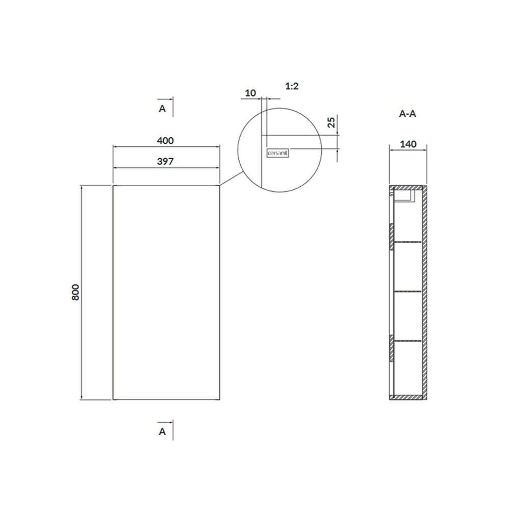 Cersanit Larga White Wall-Mounted Bathroom Cabinet with Door 40 cm