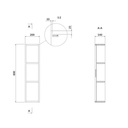 Cersanit Larga White Wall-Mounted Bathroom Cabinet Without Door 20 cm with 3 Shelves