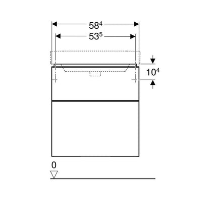 Geberit Smyle Square Base Cabinet for Wall-Mounted Washbasin, 2 Drawers, 59 cm