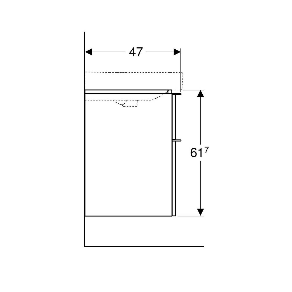 Geberit Smyle Square Base Cabinet for Wall-Mounted Washbasin, 2 Drawers, 59 cm