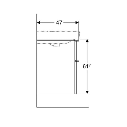Geberit Smyle Square Base Cabinet for Wall-Mounted Washbasin, 2 Drawers, 59 cm