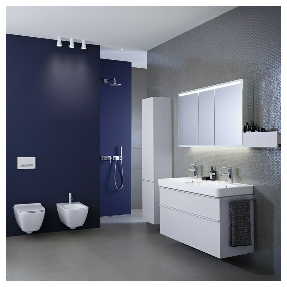 Geberit Smyle Square Base Cabinet for Wall-Mounted Washbasin, 2 Drawers, 59 cm